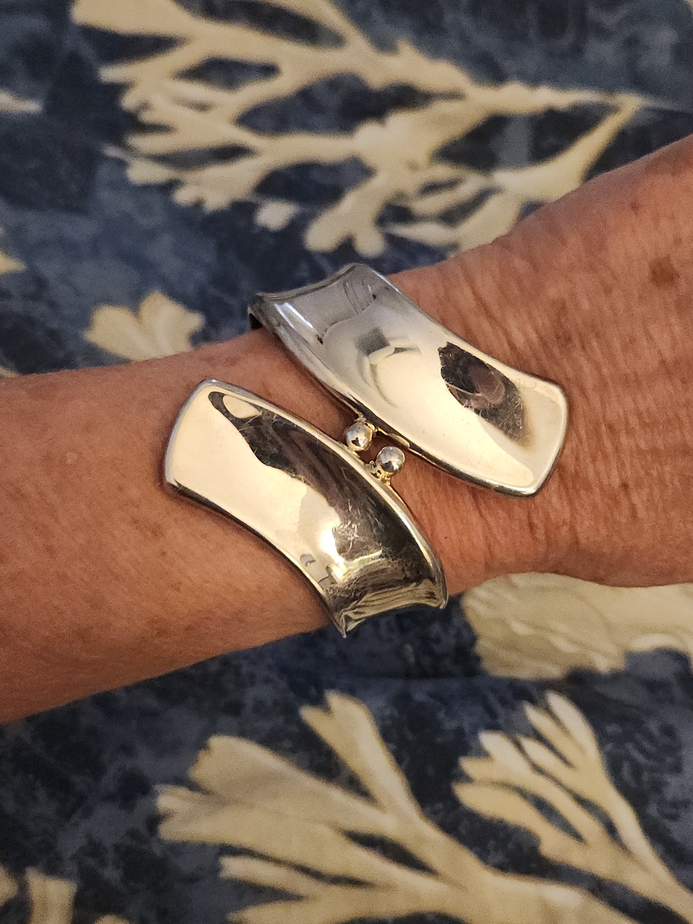 Mexico Taxco Style Sterling Silver Tension-Style Cuff Bracelet